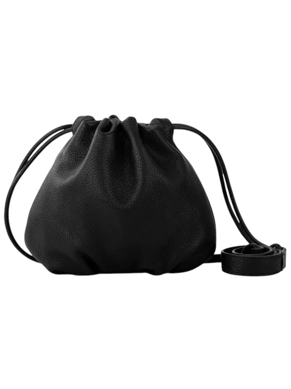 NEW The Sak Lorelie Small Black Drawstring Leather Crossbody Bag